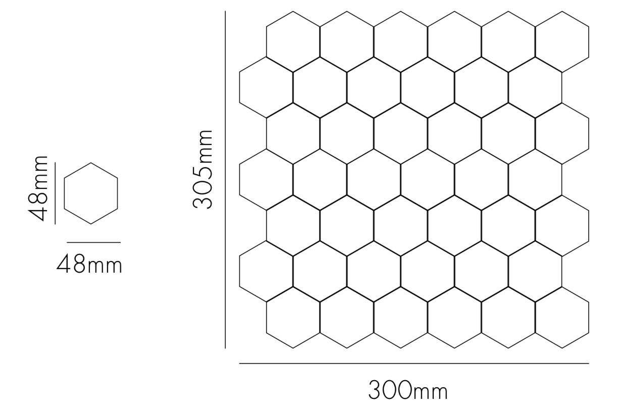 Porselen Mozaikler Hexagon Serisi Karo Ebat Bilgisi