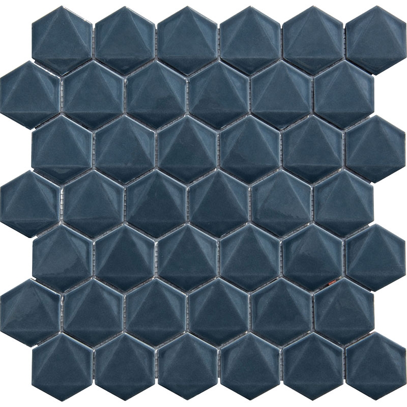 Porselen Mozaikler 3D Hexagon Serisi Kobalt Karo