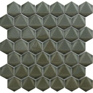 Porselen Mozaikler 3D Hexagon Serisi Zümrüt Karo